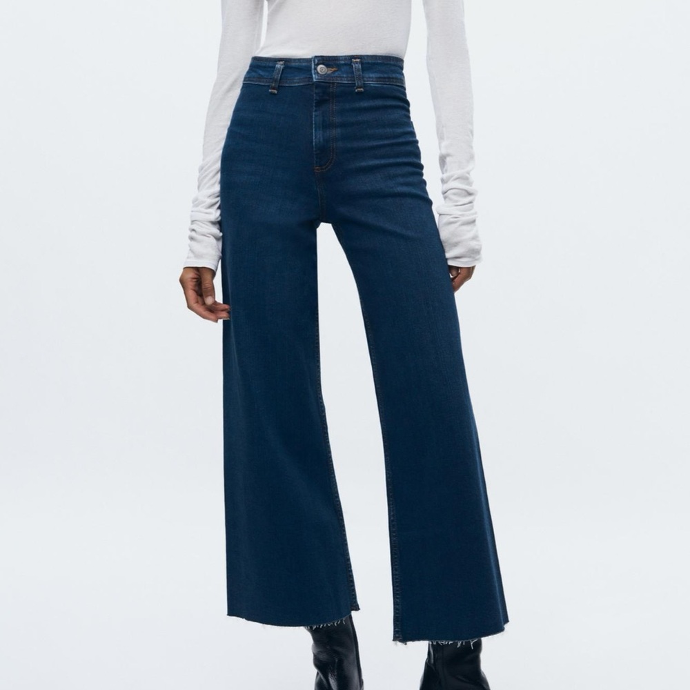 Zara High Wasted Marine Straight Jeans